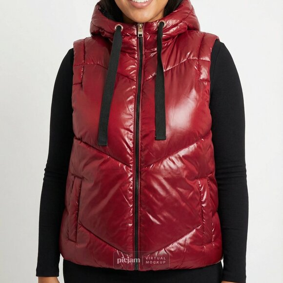 Love and sports puffer vest burgundy size medium NWT - Picture 3 of 8